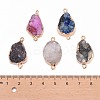 Golden Plated Dyed Natural Druzy Agate Links connectors with Iron Findings G-R275-276-4