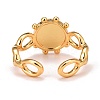 Real 18K Gold Plated Brass Cuff Ring RJEW-C014-03-3