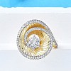 Brass Micro Pave Clear Cubic Zirconia Cuff Rings for Women RJEW-G347-05G-2