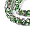 Handmade Lampwork Inner Flower Rondelle Beads Strands LAMP-T022-24G-3