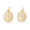 Rack Plating Brass Micro Pave Clear Cubic Zirconia Charms ZIRC-I057-17G-1