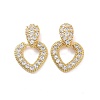 Clear Cubic Zirconia Hollow Out Heart Dangle Stud Earrings EJEW-F298-10G-1