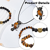FIBLOOM Alloy Owl Pendant Necklace & Beaded Stretch Bracelets SJEW-FI0001-06-3