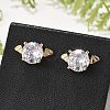 Bat Brass Micro Pave Clear Cubic Zirconia Stud Earrings for Women EJEW-G428-14G-2