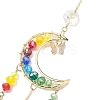 Glass Beads Wire Wrapped Brass Moon Hanging Ornaments HJEW-TA00212-4