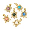Brass Pendants Micro Pave Cubic Zirconia with Synthetic Opal KK-K356-07G-1