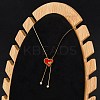 PVD Vacuum Plating 304 Stainless Steel Enamel Heart Pendant Necklaces NJEW-C063-04G-2