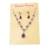 Teardrop Alloy Rhinestone Necklaces & Stud Earring Sets for Women SJEW-U001-01P-03-2