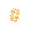 Ion Plating(IP) 304 Stainless Steel Flower Wrap Open Cuff Ring for Women RJEW-S405-173G-3
