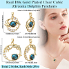 6Pcs 2 Styles Brass Micro Pave Clear Cubic Zirconia with Glass Pendants KK-BBC0019-04-2
