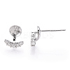 925 Sterling Silver Stud Earring Findings Micro Pave Cubic Zirconia STER-T007-17P-2