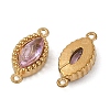 Ion Plating(IP) 304 Stainless Steel Cubic Zirconia Horse Eye Links Connector Charms STAS-K256-21G-03-2