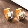 Two Tone 304 Stainless Steel Stripe Hoop Earrings EJEW-L307-04GP-04-3