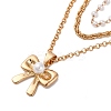 Alloy & Plastic Pearl 3 Layer Necklaces NJEW-U013-02G-2