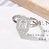 Brass Micro Pave Clear Cubic Zirconia Cuff Finger Rings for Women RJEW-U033-10P-2