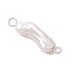 Natural Keshi Pearl Connector Charms PALLOY-JF04238-01-3