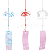 BENECREAT 3Pcs 3 Styles Japanese Glass Round with Sakura Pattern Wind Chimes HJEW-BC0001-56-1