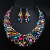 Alloy Rhinestone Pendant Necklaces & Teardrop Stud Dangle Earring Sets for Women WG99E9F-06-1