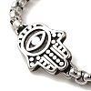 316 Surgical Stainless Steel Box Chain Hamsa Hand Link Bracelets BJEW-Q349-12AS-2