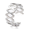 Non-Tarnish 304 Stainless Steel Hollow Rhombus Open Cuff Rings RJEW-D006-03P-1