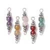 Natuarl Mixed Gemstone Round Beaded Connector Charms PALLOY-JF02714-1