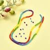 Rainbow Color 7 Colors Transparent Frosted Glass Beads Strands FGLA-YW0001-01-5