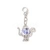 Handmade Flower Printed Porcelain & Tibetan Style Alloy Teapot Pendant Decorations HJEW-JM03670-4