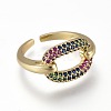 Brass Micro Pave Cubic Zirconia Cuff Rings RJEW-K232-08G-03-2