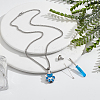 DIY Cat Paw Print Stainless Steel Enamel Urn Ashes Pendant Necklaces Making Kits DIY-NB0012-91A-4