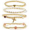 4Pcs Bohemian Beach Heart Round Brass Beaded Stretch Bracelet Sets ZQ1331-1-1