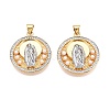 Brass Micro Pave Cubic Zirconia with ABS Imitation Pearl Pendants KK-T070-18G-1