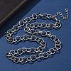 304 Stainless Steel Textured Rolo Chain Necklaces for Women NJEW-U050-01P-3