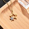 304 Stainless Steel Crystal Rhinestone Double Star Pendant Cable Chain Necklaces LS-NJEW-Z056-02A-G-2