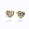 Brass Micro Pave Cubic Zirconia Stud Earrings EJEW-L224-37G-1