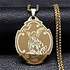 201 Stainless Steel Saint Saint Michael The Archangel Pendant Necklaces for Women NJEW-M105-02G-1