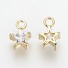 Brass Cubic Zirconia Charms KK-R015-108G-2