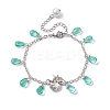Alloy Starfish Scallop Shell Shape with Glass Teardrop Charm Bracelets BJEW-JB09983-02-1