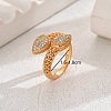 Fashionable Brass Inlaid Rhinestones Teardrop Cuff Open Ring for Women's Vacation Wedding FD7875-1-1