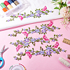 4Pcs Polyester Rayon Flower Embroider Thread Iron on/Sew On Patches PATC-HY0001-88B-4