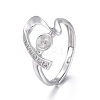Anti-Tarnish Adjustable Rhodium Plated 925 Sterling Silver Finger Design Ring Mounts Fittings with Pearl Seat STER-F048-23P-1
