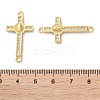 Rack Plating Brass Cubic Zirconia Religion Cross Connector Charm KK-C084-11A-G-3