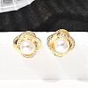 Flower Brass Micro Pave Clear Cubic Zirconia Stud Earrings EJEW-A135-23G-1
