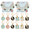Alloy Enamel Flat Round/Square with Rose Pendant Locking Stitch Markers HJEW-AB00004-1