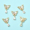 5Pcs Brass Micro Pave Clear Cubic Zirconia Pendants KK-YW0003-65-2