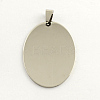 Non-Tarnish 201 Stainless Steel Oval Stamping Blank Tag Pendants X-STAS-S030-11-1