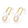 Natural Pearl Stud Earrings Micro Pave Cubic Zirconia PEAR-N022-B02-3