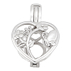 1Pc Rhodium Plated 925 Sterling Silver Heart Bead Cage Pendants STER-HY0001-05-1