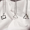 304 Stainless Steel Triangle & Rhombus Pendant Necklace with Box Chains JN1045C-4