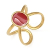 Oval 304 Stainless Steel Enamel Cuff Rings for Women RJEW-G355-03G-02-4
