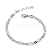 304 Stainless Steel Dapped Chains Bracelets for Women BJEW-D466-08B-P-2